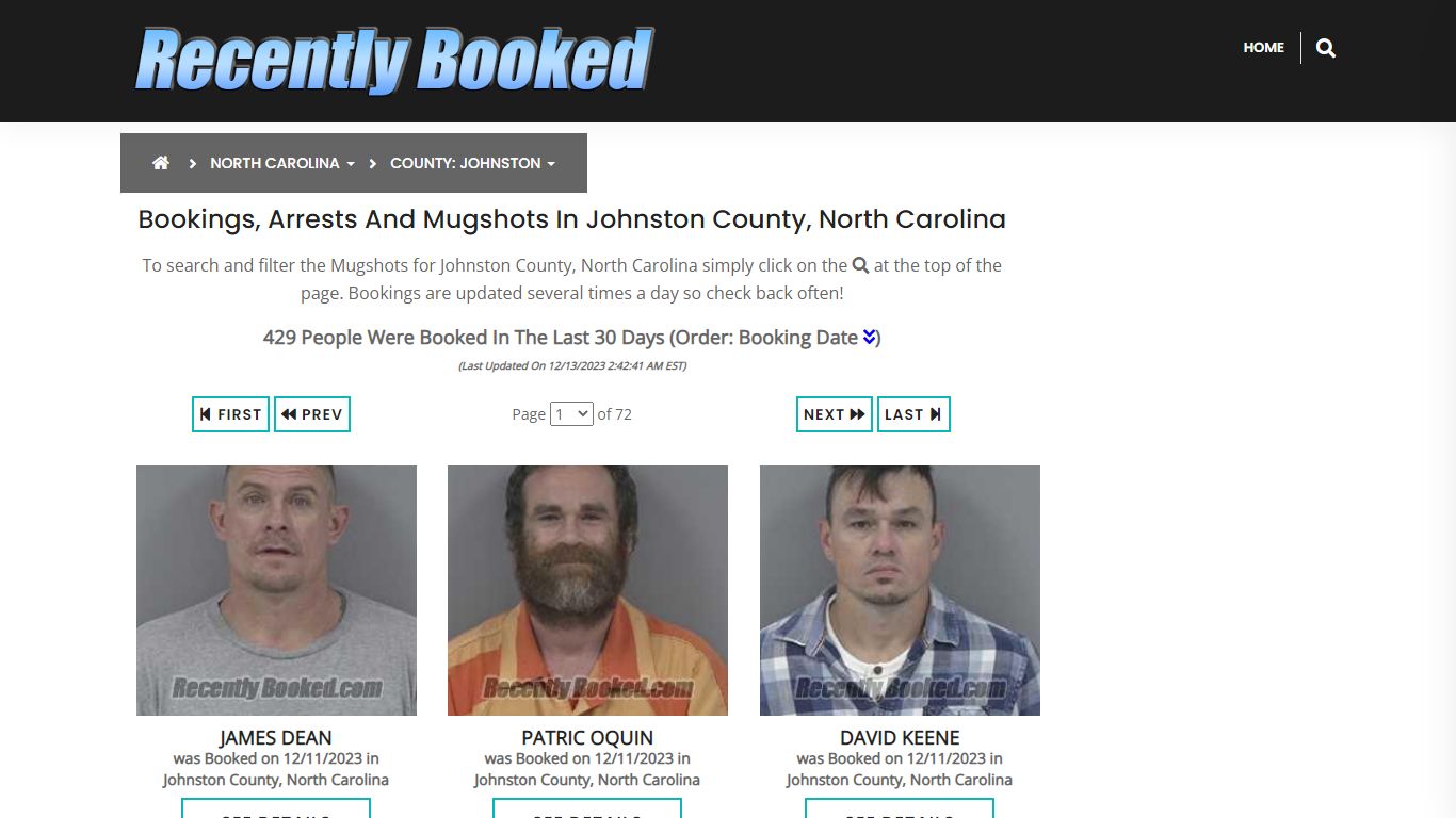 Bookings, Arrests and Mugshots in Johnston County, North Carolina